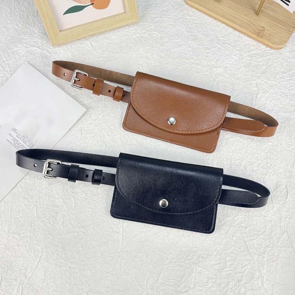 Detachable Waist Belt With Bag Flap PU Leather Coin Purse Waistband Waist Bag  Small Square Pouch