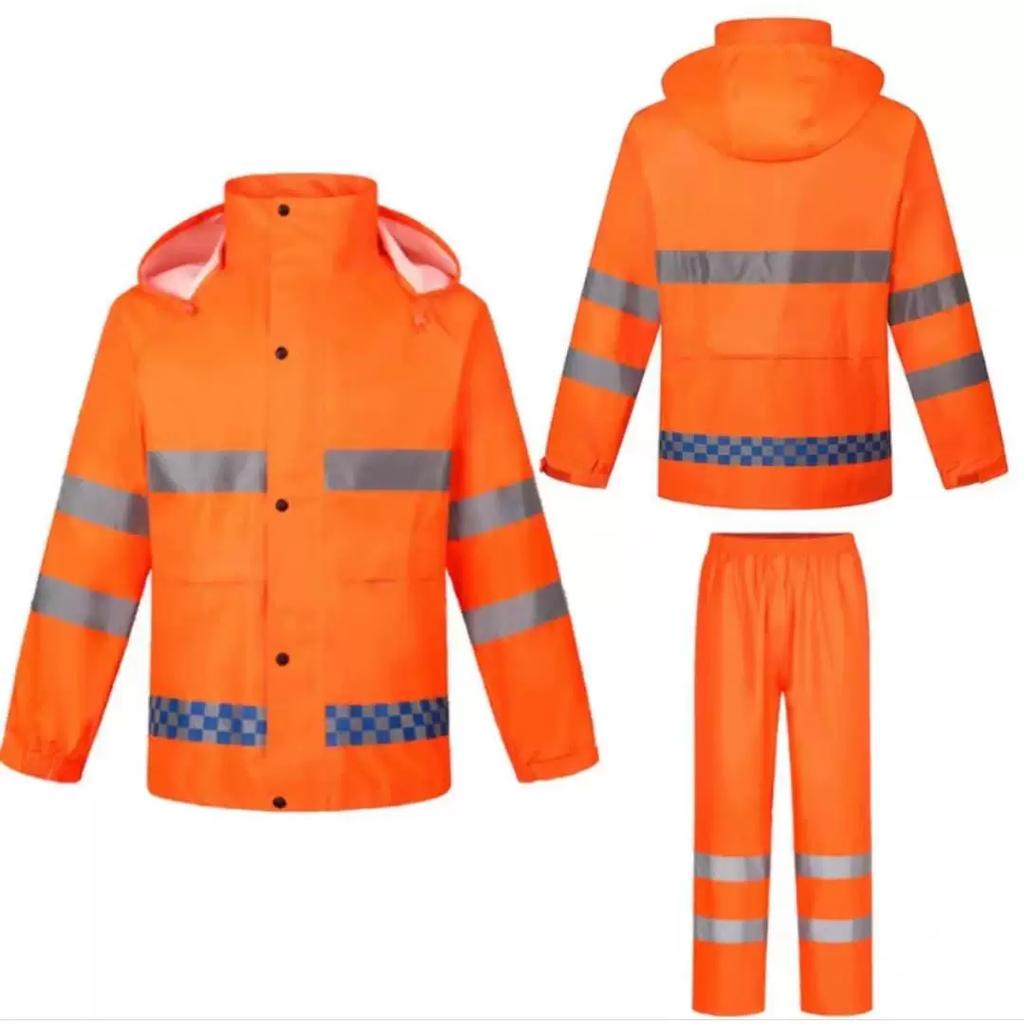 Reflective Raincoat Workwear for Sanitation Workers, Road Administration Raincoat Set, Cleaning Worker Clothing, Two-Piece Outdoor Adult Labor