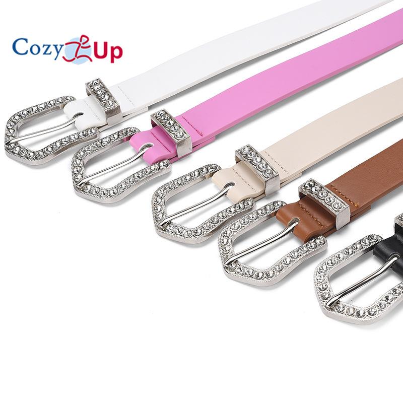 Elegant Rhinestone Inlaid Pin Buckle Belt Windbreaker Down Jacket Simple Decorative Belt Women