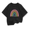 Baby Girl Summer White Clothes Kid Girls Casual Rainbow Printed T-shirts Children Fashion Crew Neck Short Sleeve Top