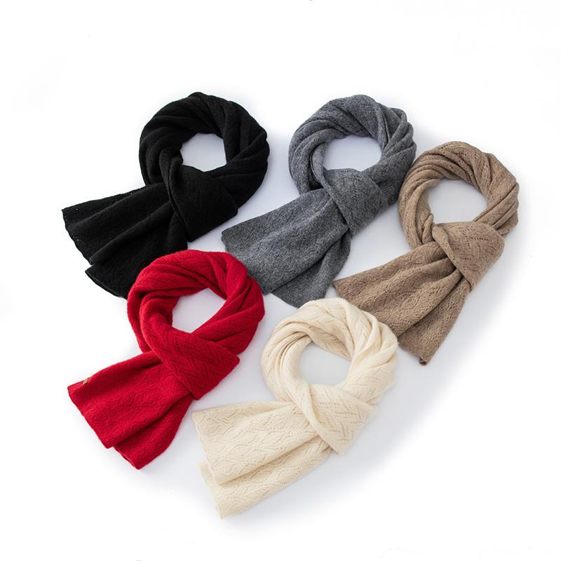 Women 100% Pure Cashmere Knit Scarf Patterned Winter Warm Soft Cozy Fashion Casual Neck Warmer Cold Weather Accessory