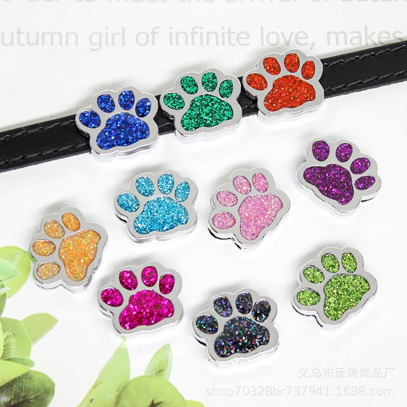 8mm Glitter Dog Paw Print Ribbon for DIY Jewelry & Pet Collar Accessories