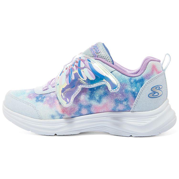 Skechers Girls Versatile Light-Up Shock Absorbing Durable Low-Top Casual Shoes Kids sneakers Light-Blue Lavender 303260L-LBLV 35