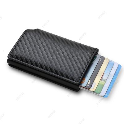 Anti Rfid Carbon Fiber ID Credit Card Holder Men Wallets Mini Automatic Pop Up Bank Cardholder Case Minimalist Vallet Choice