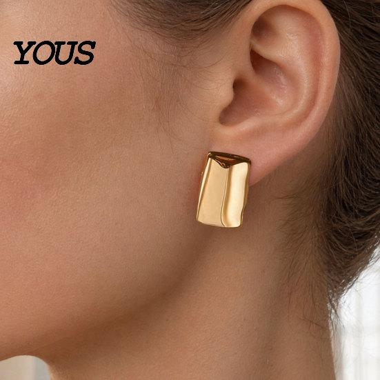 Comfortable Long-lasting Earrings 1 Pair Chunky for Women, Silver/Gold Statement Elegant Lightweight Drop Stud Earrings, Geometric Square Jewelry Gift