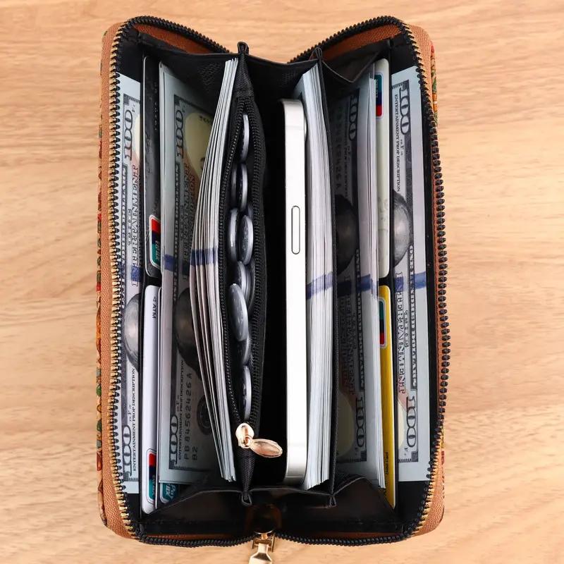 Bohemian Style Wallet Women's Wallet Personalized Artistic Retro Wallet Wood Grain Wallet