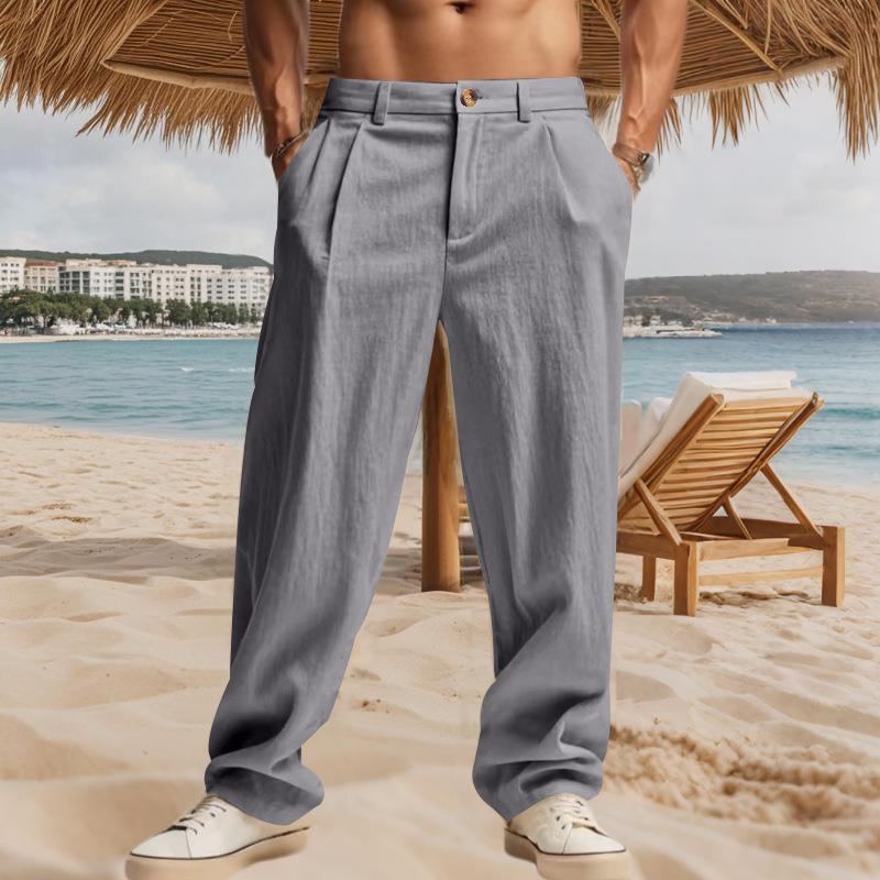 Men's Gurkha Casual Loose Straight Suit Pants.