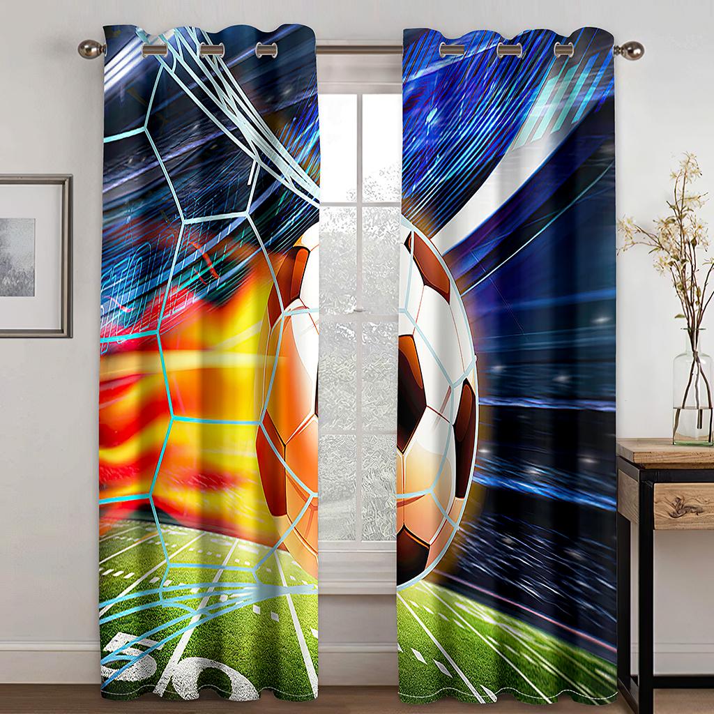 Football Soccer Field Sports Boy Free Shipping Window Curtains For Living Room Kids Bedroom Bathroom Kicthen Door Home Decor2Pcs