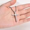 Stainless Steel Cross Pendant Necklace for Men Women, Unisex Simple Religion Necklace, Fashion Jewelry Chain Length 60cm/55cm