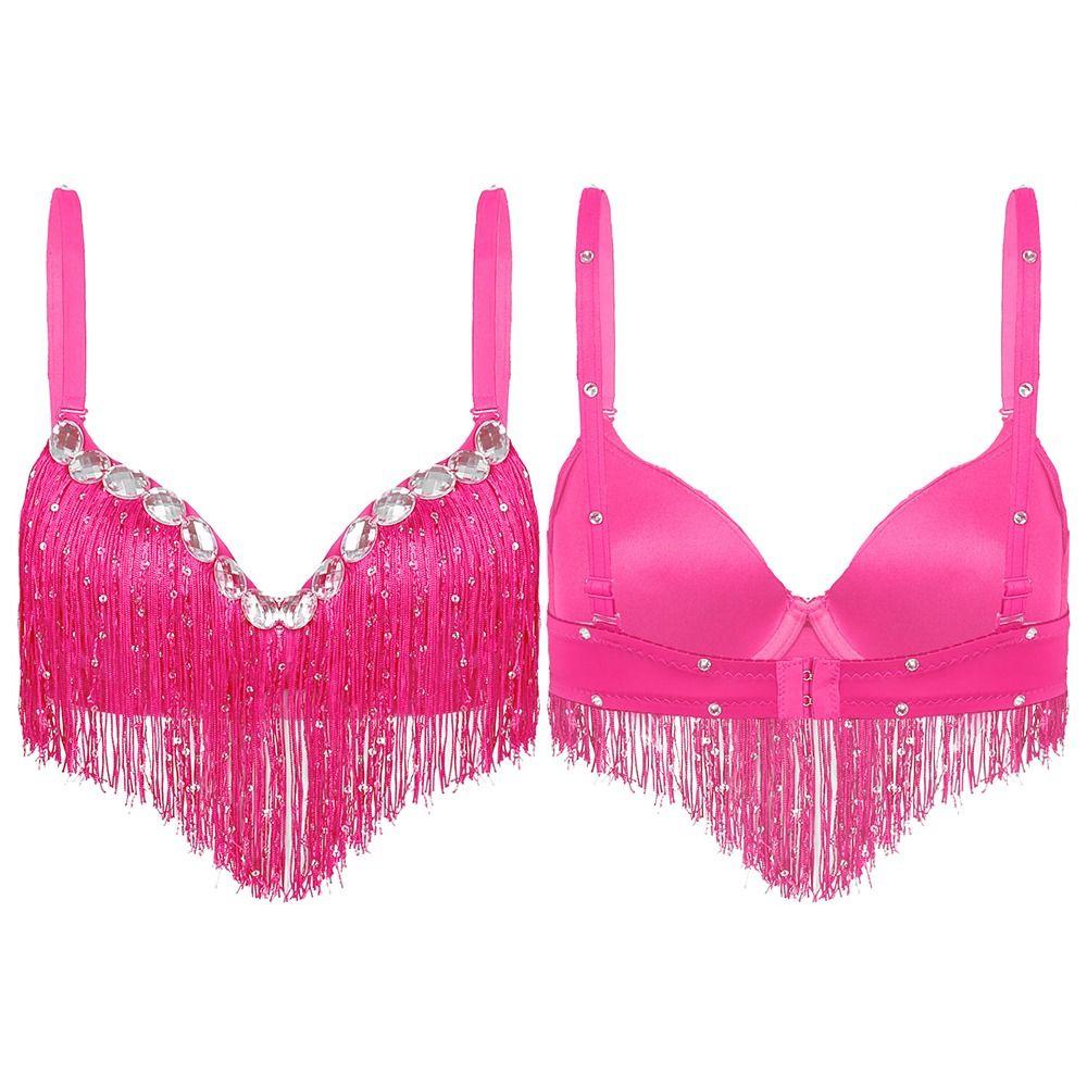 Stage Tassel Dance Wear Sequin Belly Dance Bra Show Costumes Performance Top Halter Bra