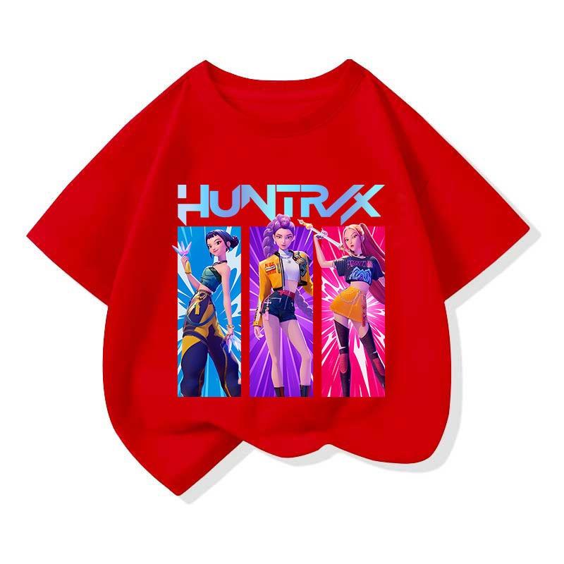 Cool Kpop Hunter Girl Group Pattern Print T Shirt Casual Sports Short-Sleeve T-Shirt Leisure and Versatile