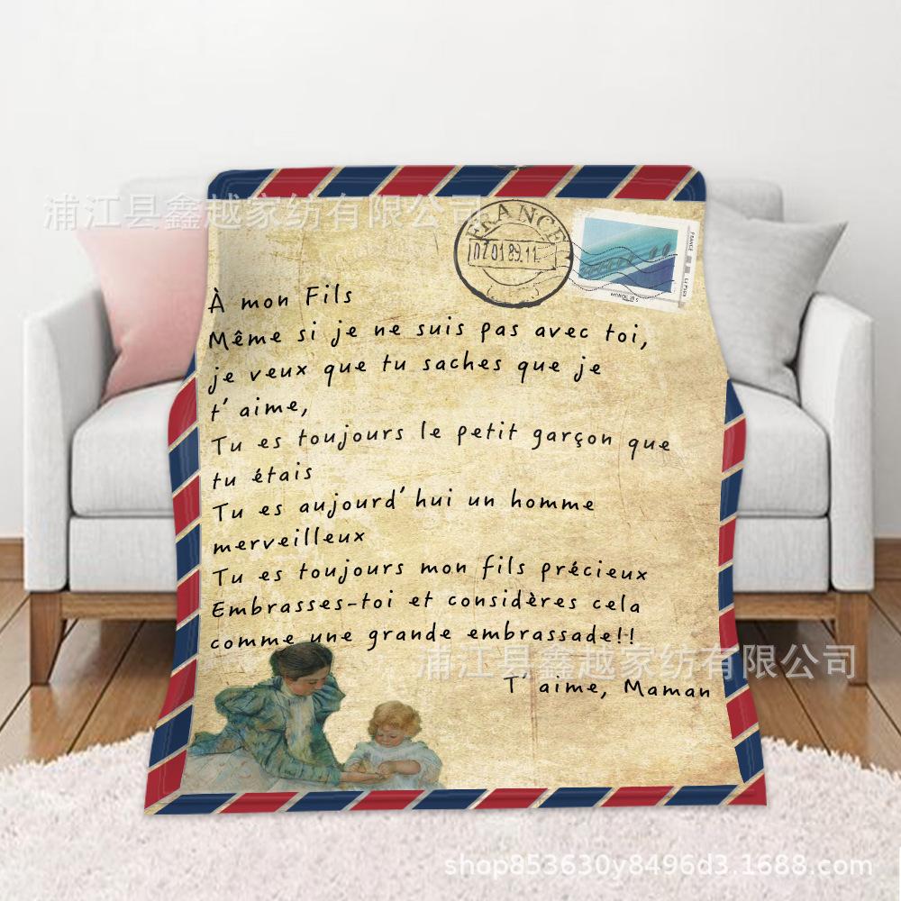 A mia Figlia Lettere Francesi Coperta in Flanella a Mia Figlia Figlio Regalo Coperta Calda per Letto Divano Divano Regalo di Compleanno Decorazione Casa