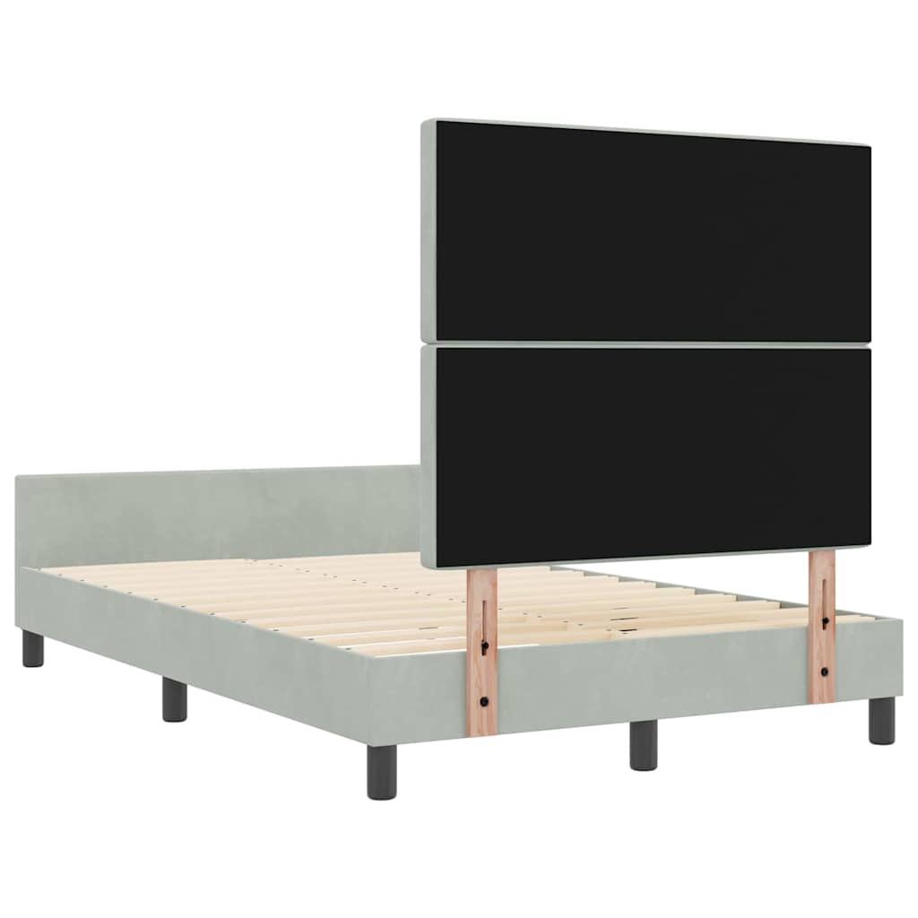 Box Spring Bed with Headboard Light Grey 120 x 200 cm Velvet