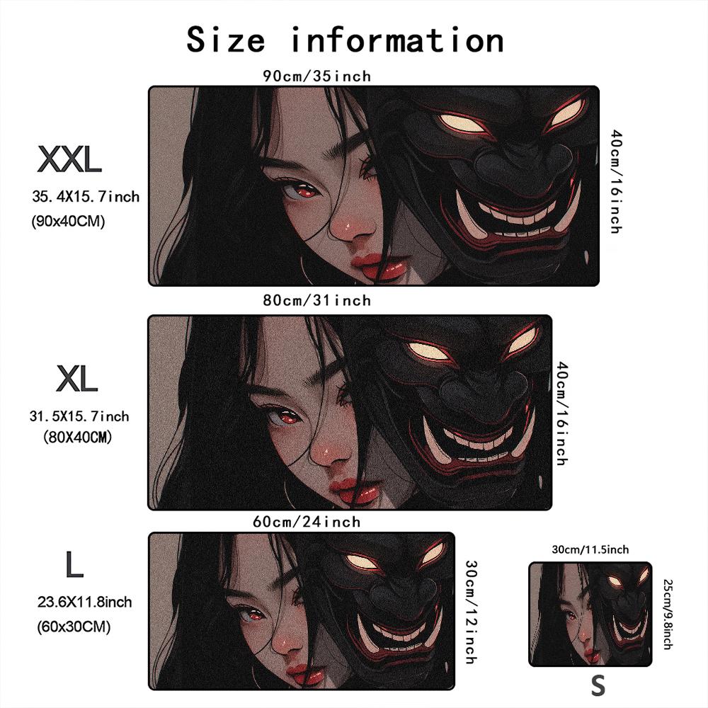 Mask anime girl Mouse Pad Large Computer Office Game Table Mats XXL Rubber Anti-slip Gaming Keyboard Mousepads Long Desk Pads