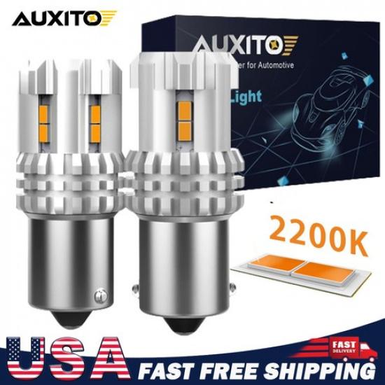 

1156 LED Front Turn Signal Blinker Light Bulbs 7506 3497 Amber Yellow 3000K 2x