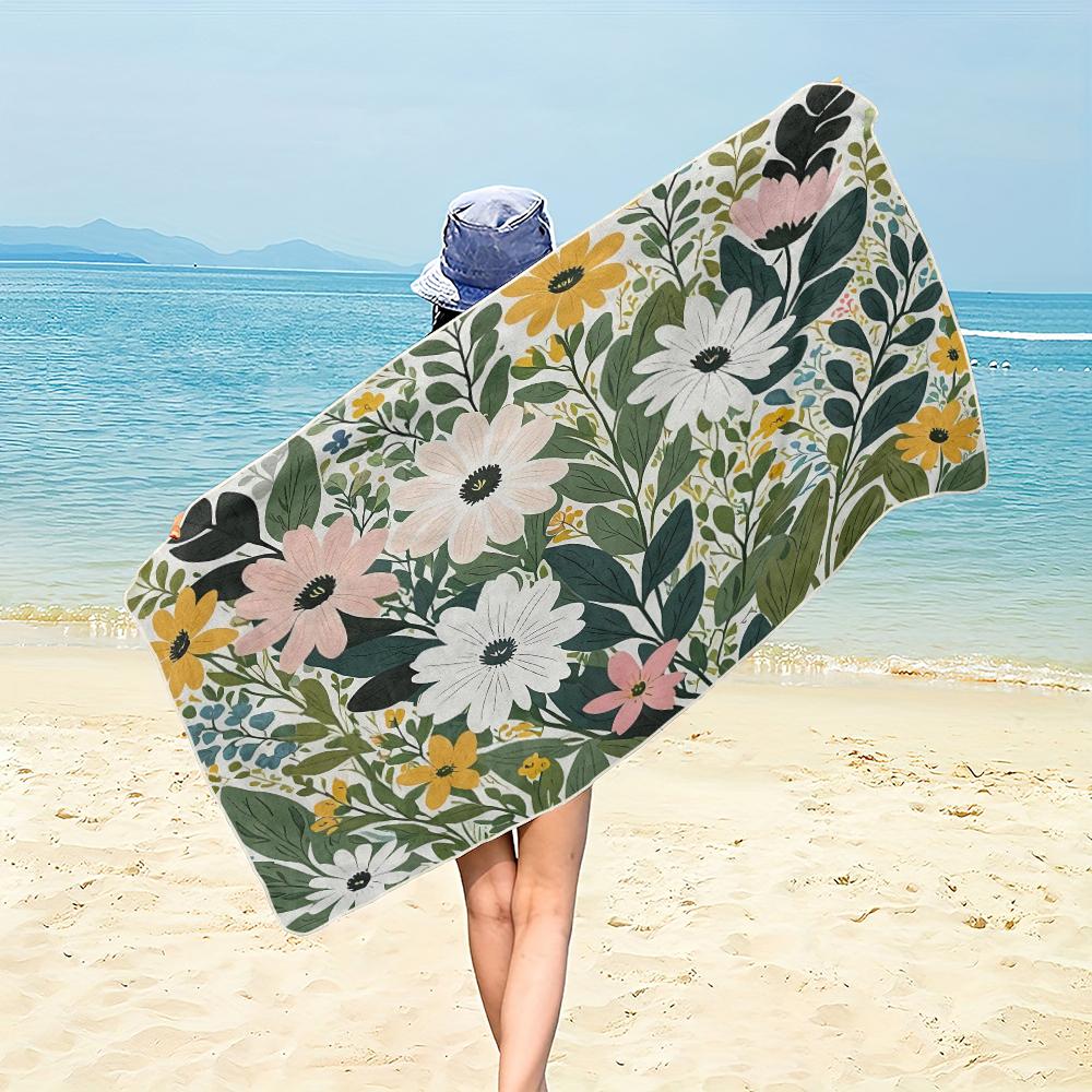 Soft Microfiber Beach Towel Small Floral  Beach Towel,soft and Absorbent,essential for Camping,swimming,and Beach Activities
