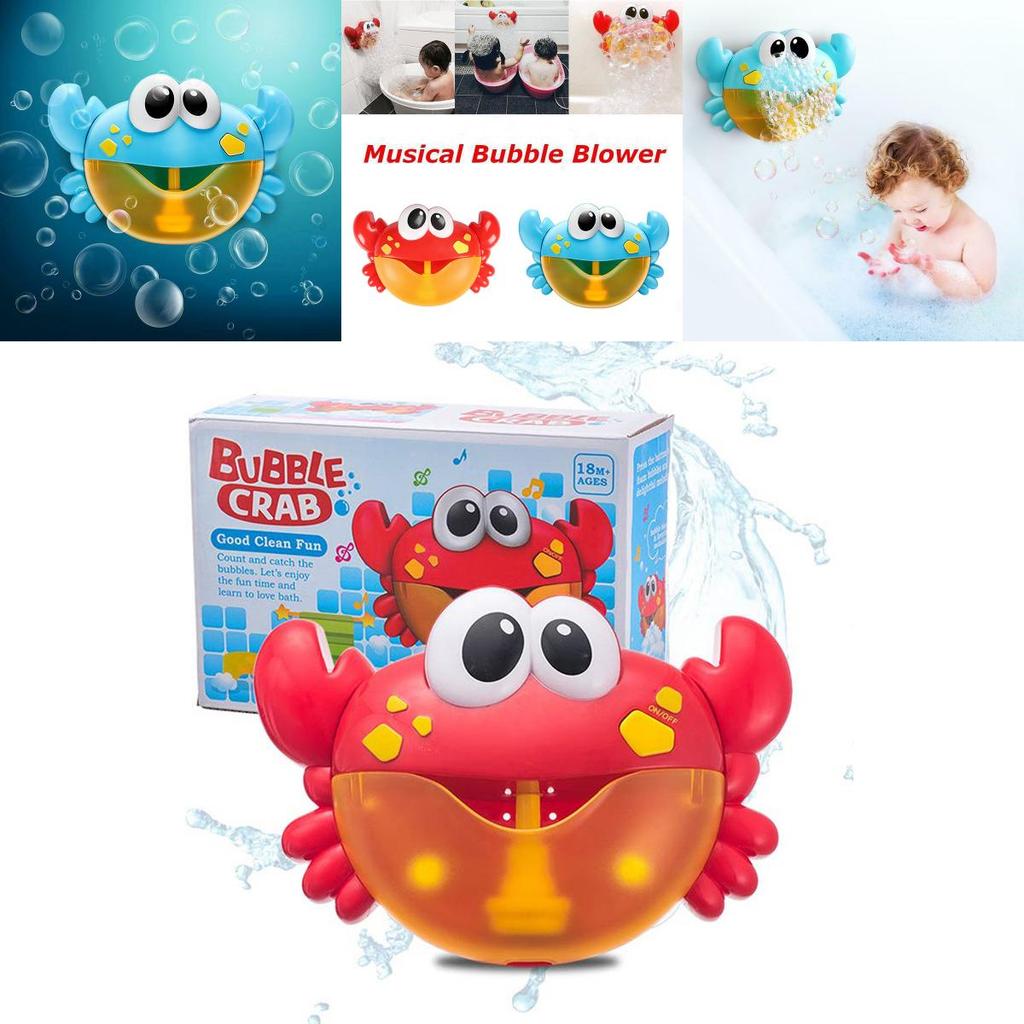 Adorable Red Plastic Cartoon Crab Baby Bath Toy With Music And Bubble Fun Machine