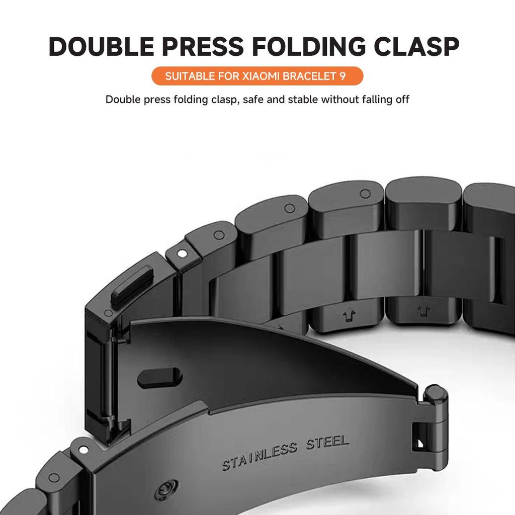 Metal Band For Xiaomi Mi Band 9 10 Watchband Stainless Steel Slim Business Strap For Xiaomi Band 8 Sport Bracelet Accessories
