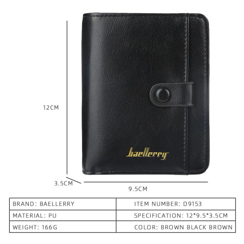 Baellerry Men's Short Wallet Multiple Card Slots Card Holder Driver's License Bag Fashion Billfold Pu Leather Notecase Zipper Coin Purse