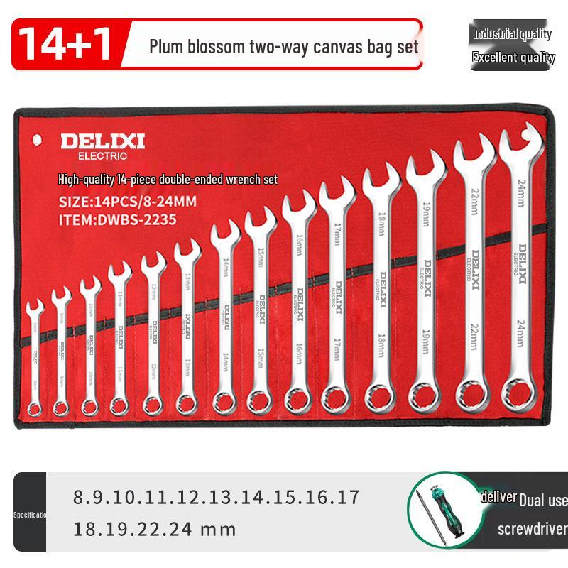 Delixi No. 10-13 Open-End Box-End Double-Ended Wrench Set