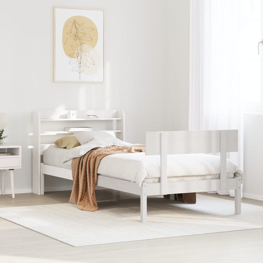 Vidaxl Rama Łóżka Bez Materaca, Biała, 90X190 Cm, Lite Drewno Sosnowe