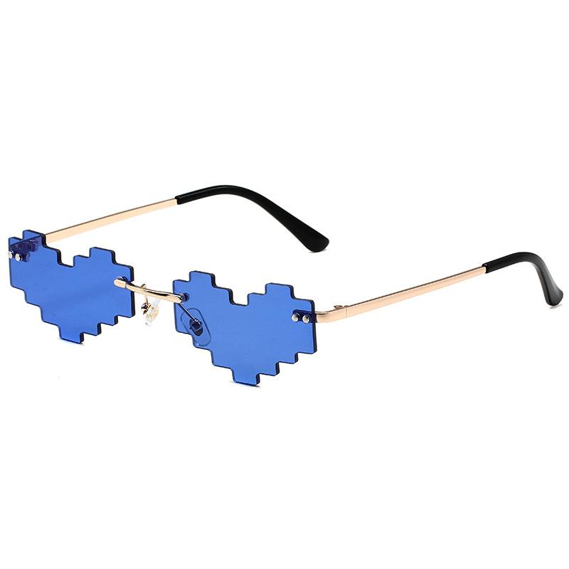 Novel Mosaic Heart Sunglasses Funny Pixelated Mosaic Glasses Retro Gamer Robot Eyeglasses Cosplay Party Glasses for Men Women