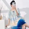 1011 Mu Zhensi's new cotton and silk summer dress loose round neck dress printed skirt nightdress vacation style