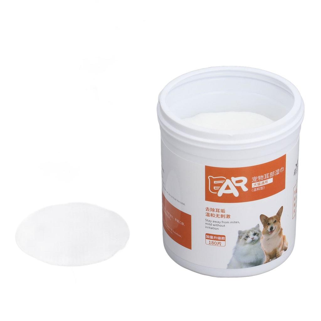 180pcs Dog Ear Cleaner Wipes Removes Wax Itching Odor Infections Hypoallergenic Pet Wipes for Dogs Cats Puppies Kittens