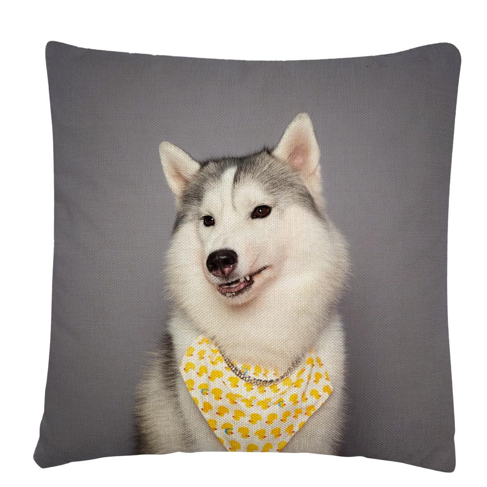 Kissenbezug mit Welpen-/Hunde-Kunstfoto-Muster, Polyester, Kissenbezug, Heim-Sofa-Auto-Dekor