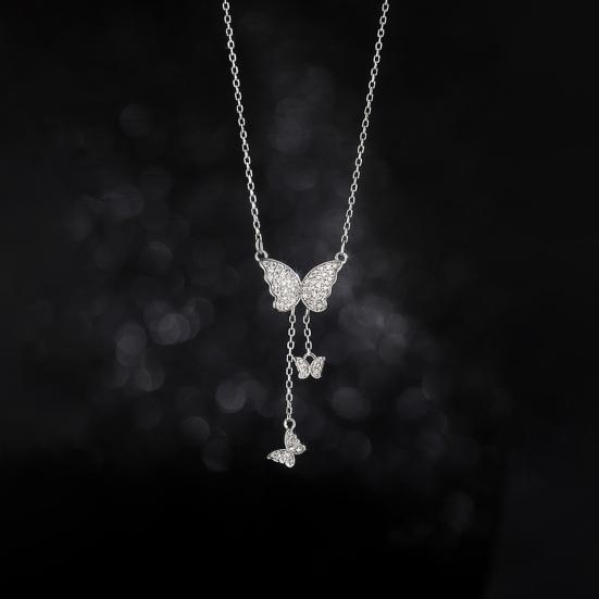 Butterfly Pendant Necklace for Women Adjustable Clavicle Chain Shiny Hypoallergenic Delicate Butterfly Jewelry for Everyday Wear