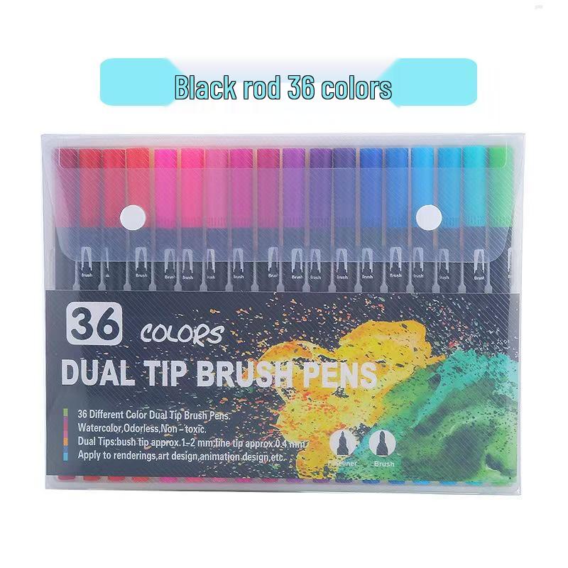 Washable Water-based Double-headed Watercolor Pens for Children - Soft-tip Markers and Brush Set
