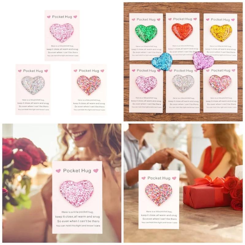 Pack of 3 Sophisticated Pocket Hug Heart Shape Ornament Pocket Hug Heart for Women Friend University School Gift