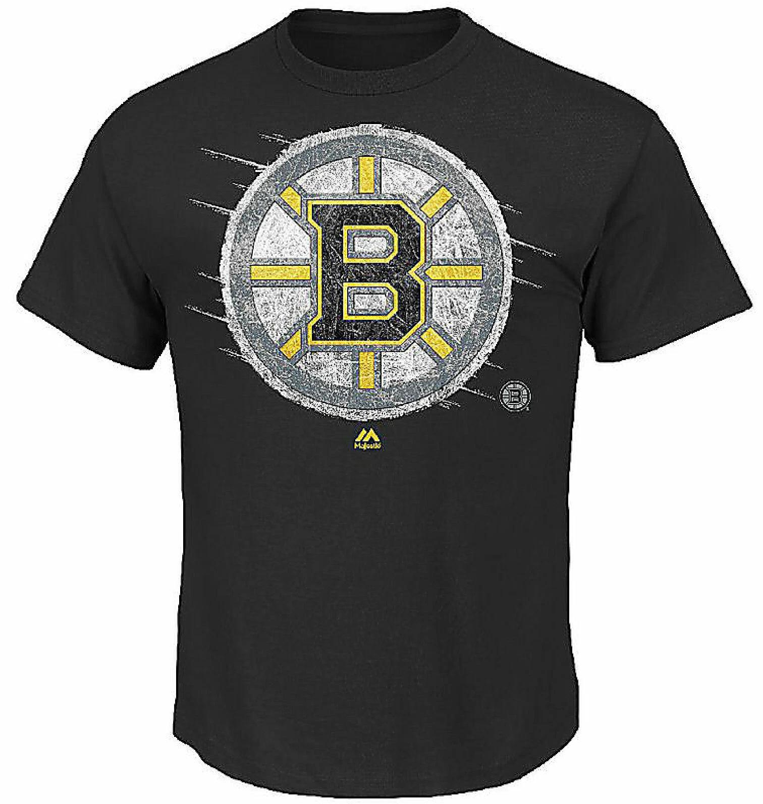 Mens Boston Bruins Black Majestic Pond Hockey Short Sleeve T shirt M
