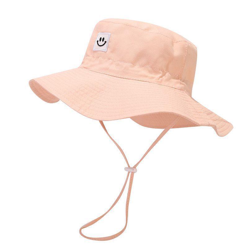 Baby Mädchen Kinder Sonnenhut mit einfarbigem lächelndem Gesicht Stickerei Design für Sommer Outdoor Schutz