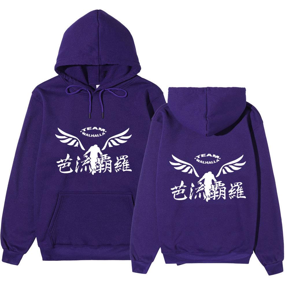 Tokyo Revengers Team Walhalla Unisex Fleece Hoodie Autumn Winter Wing Print Long Sleeve Casual Anime Pullover Sweatshirt