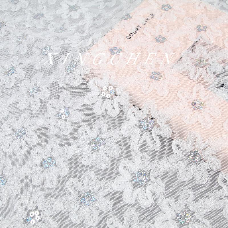 Mesh Disc Flower Hook Embroidery Lace Magic Piece Fabric Children'S Clothing European And American Fashion Dress Dress Embroidery Fabric Accessories