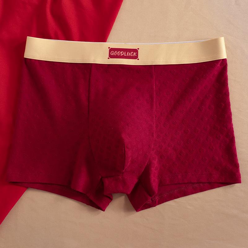 Red Zodiac Heart Men's Jacquard Cotton Boxers - Breathable and Comfortable for Good Luck and Love