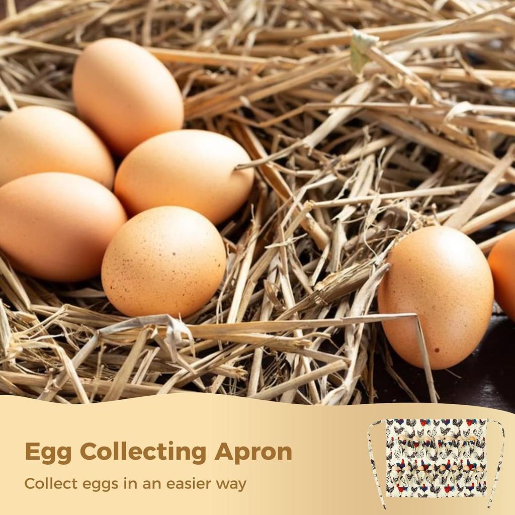 Homaisson Durable Canvas Egg Collecting Apron With 15 Pockets, For Chicken, Duck, Goose Eggs