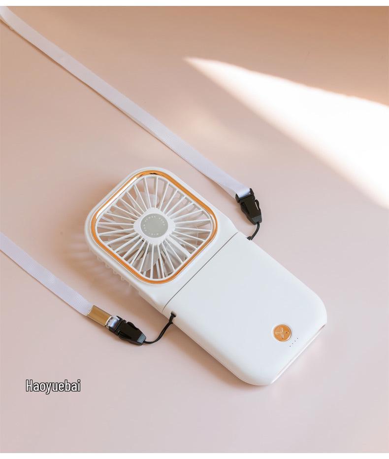 Foldable Neck Hanging Mini USB Fan: Portable Handheld and Desktop Stand Fan.