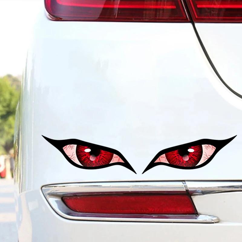 Car Sticker 3D Glossy Red Anime Eye Car Sticker - For Rearview Side Mirror, Eye-catching Character Eye Design Decal