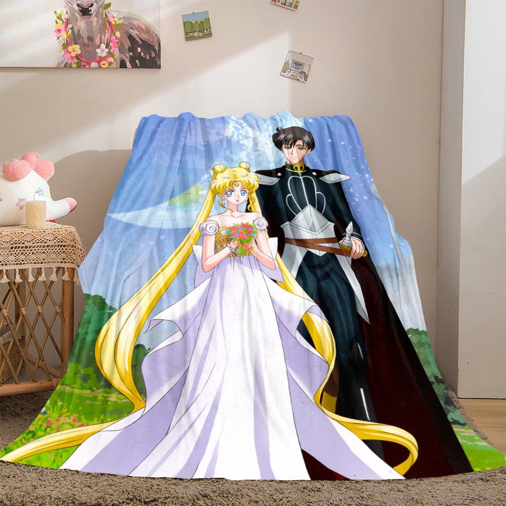 Japanese anime cute cartoon theme Sailor Moon Tsukino Usagi blanket suitable for home beds, sofa covers, office nap, outdoor warm blankets O7