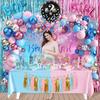 109Pcs Gender Reveal Decorations Boy or Girl Gender Reveal Party Supplies Including Balloons Tablecloths Backdrop Cake Toppers Fringe Curtains Tissue