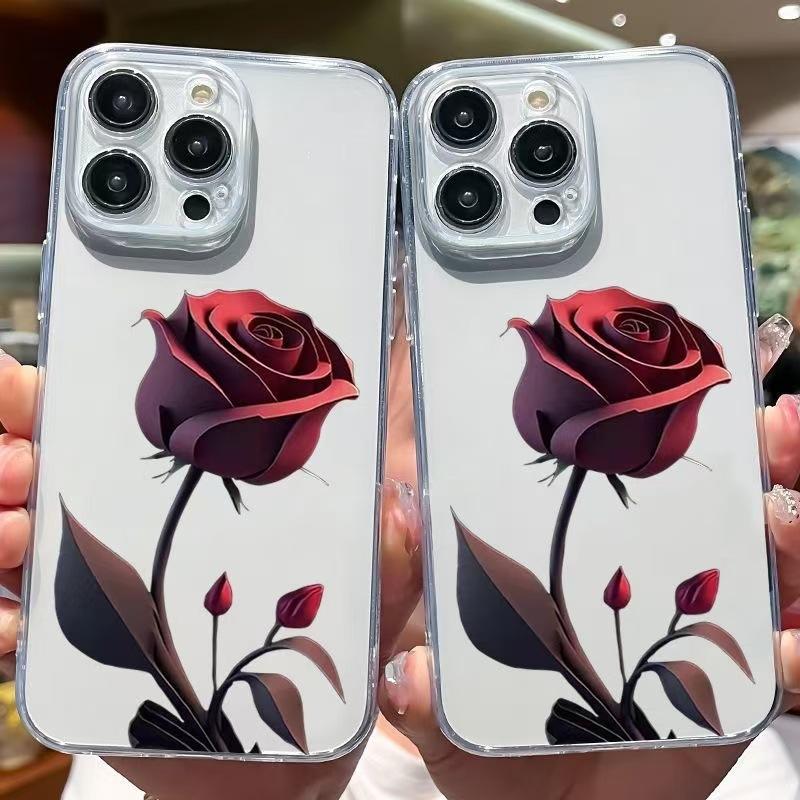 The new dark red rose is suitable for iphone16promax mobile phone case Apple 15 anti-drop 14pro/13/12/11