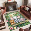 Animals Theme Crystal Velvet Floor Rug Personalized Custom Name Text Warm Carpet Home Decoration