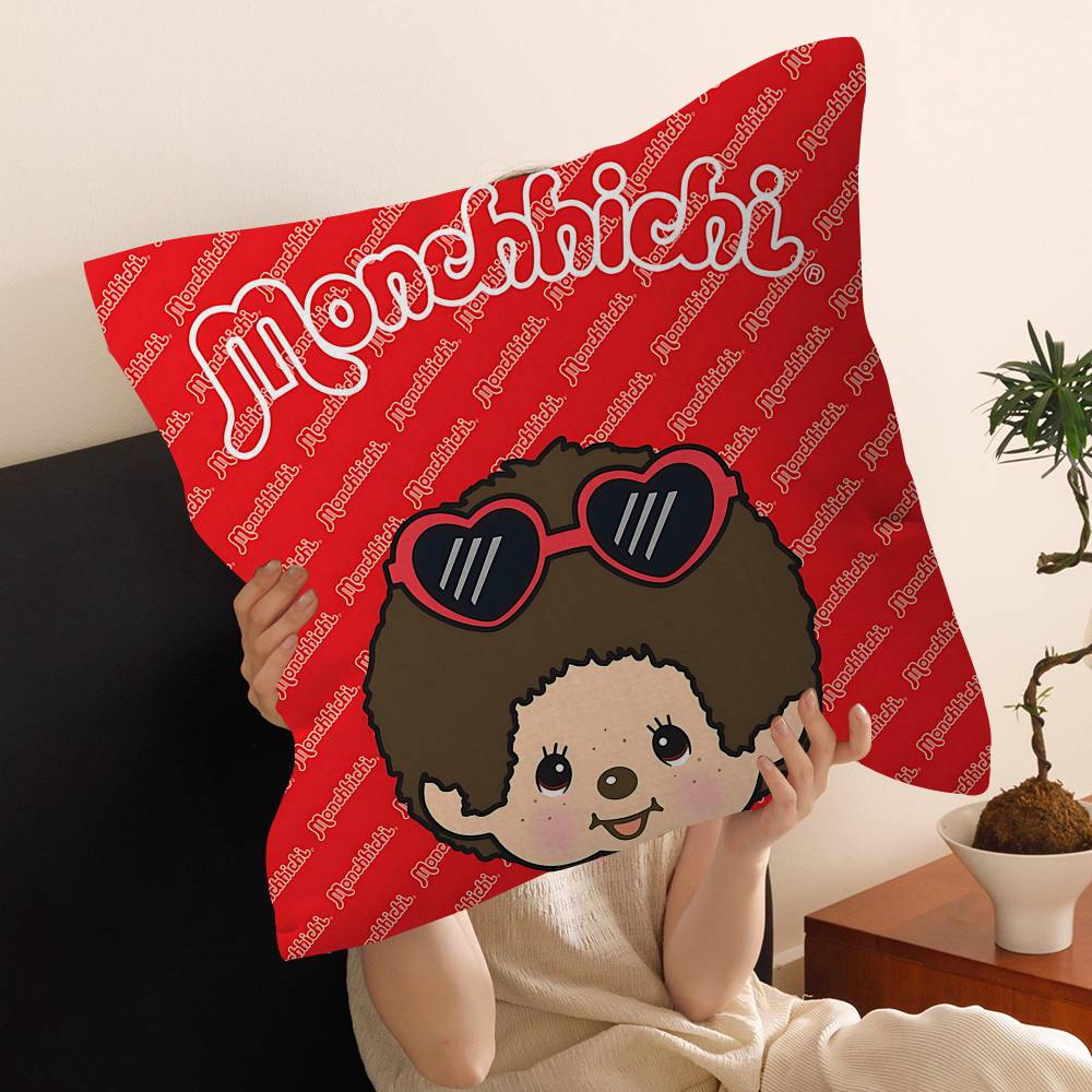 Cartoon M-Monchhichis Personalized Pillow Cover Kids Bedroom Wild Party Decor Pillowcase Kid Birthday Shower Gift