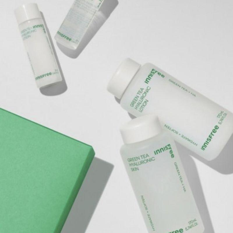 Innisfree Grüner Tee Hyaluron Hautpflege Set – Feuchtigkeitsspendendes & Ausgleichendes Tägliches Hautpflege Duo