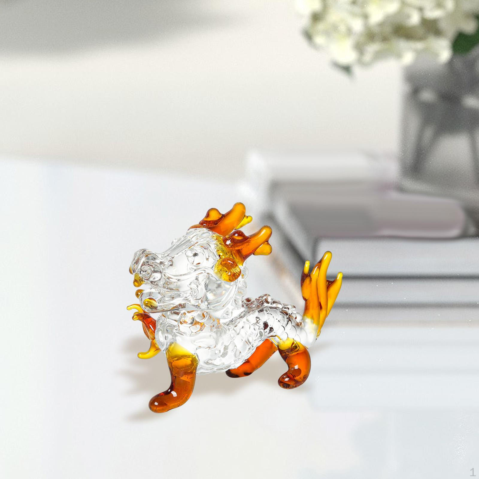 

Элегантная стеклянная скульптура дракона для домашнего декора и подарков янтарь
