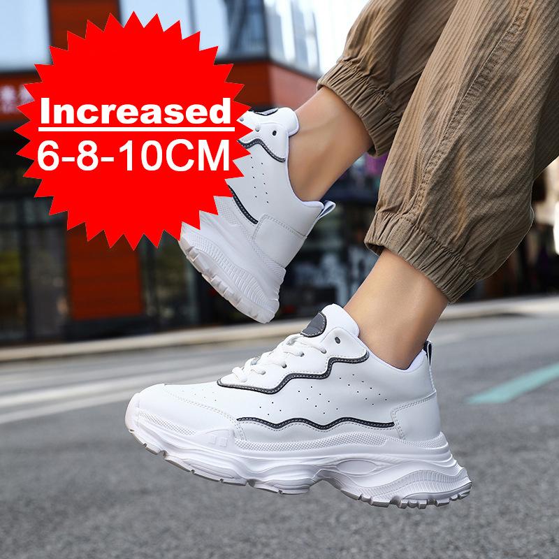 Luxury Elevator Shoes Men's Sneakers Height Increasing Invisible 6/8/10CM Heighten Sports Man Taller Lift White Thick Sole Shoes