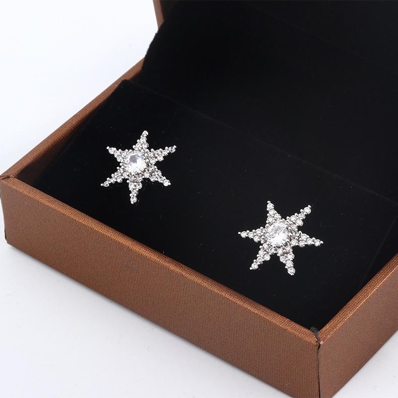 Korean Style Five Pointed Star Earrings Shining with Stars Cute Young Woman's Temperament Haoshi Earrings