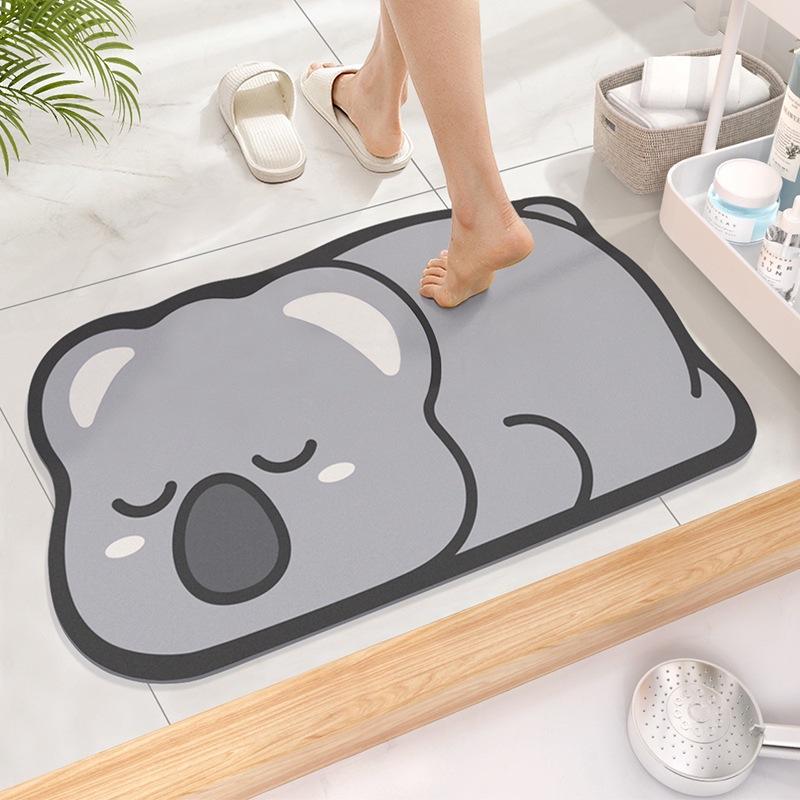 Cute Diatom Super Absorbent Bathroom Mat CartoonNon-Slip Mud Toilet Pad Quick-Drying Bath Mat Floor Mat